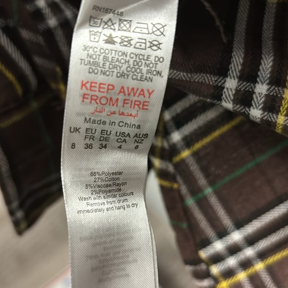 PrettyLittleThing Brown Checked Pocket Oversized Long Sleeve Plaid Shirt Size 4 - Picture 7 of 7